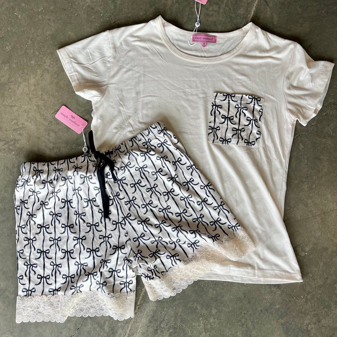Simply Southern Black Bow Shirt Pajamas