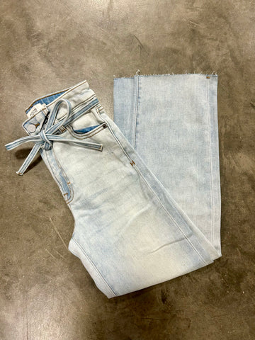 Light Wash Bow Front Jeans