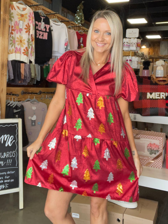 Simply Southern Sparkle Christmas Tree Dress