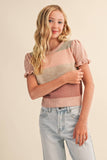 Stripe Puff Sleeve Sweater