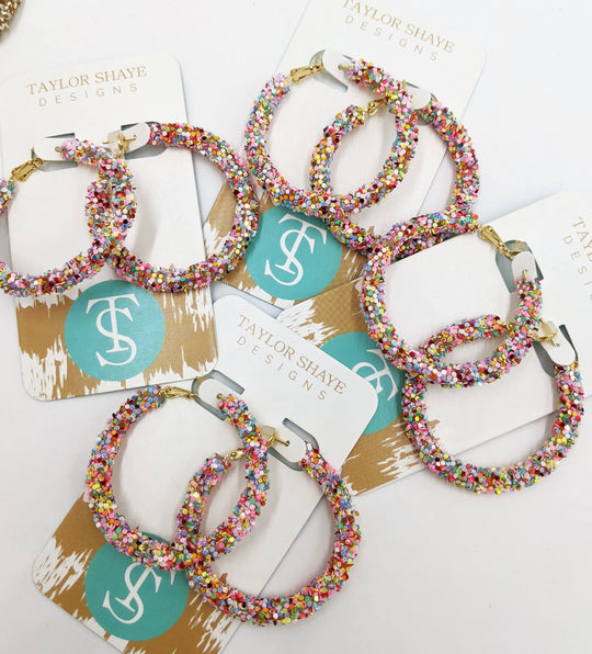 Glitter Hinge Hoops