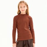 Embossed Knit Mock Neck Top