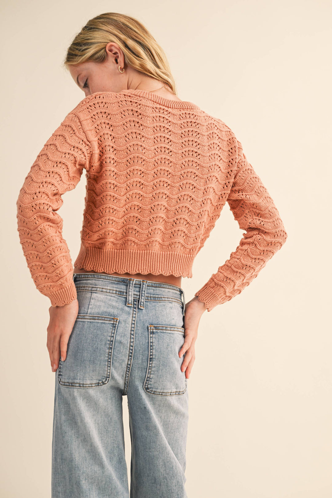 Wavy Pointelle Sweater