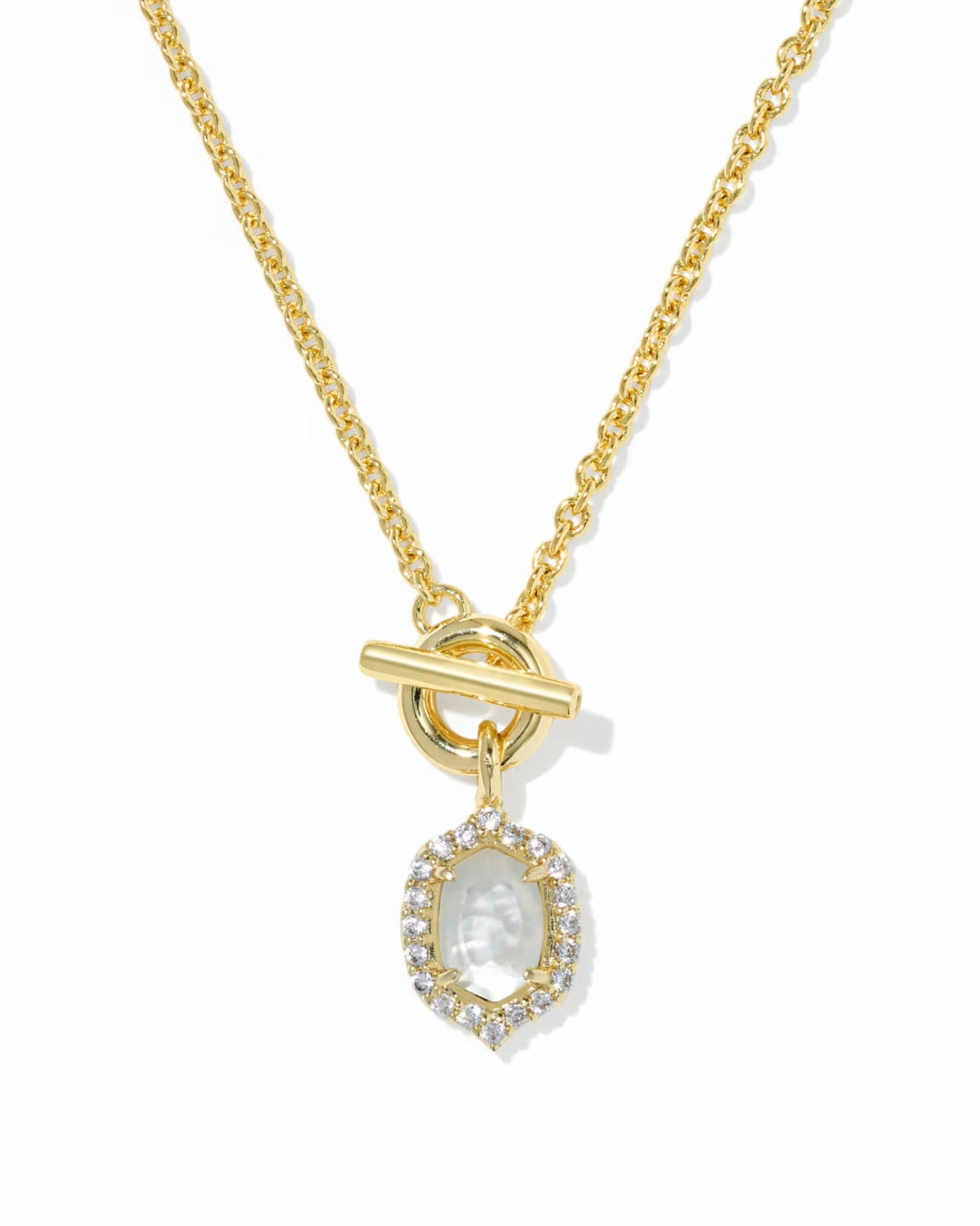 Daphne Crystal Frame Gold Toggle Necklace