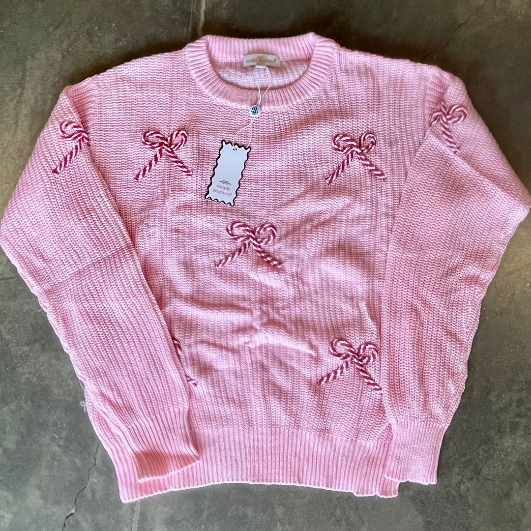 Simply Southern Peppermint Bow Sweater