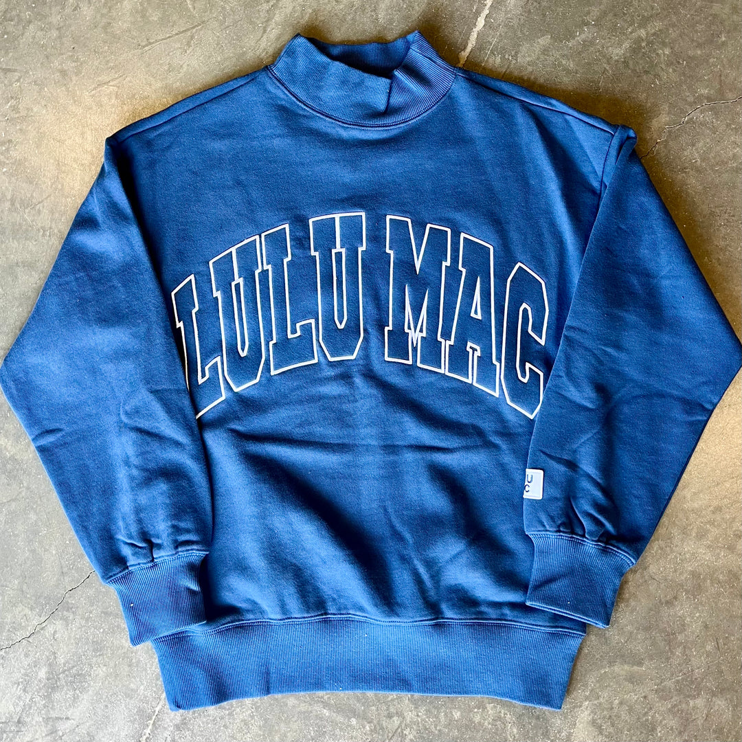 Lulu Mac Navy Mock Neck Sweatshirt