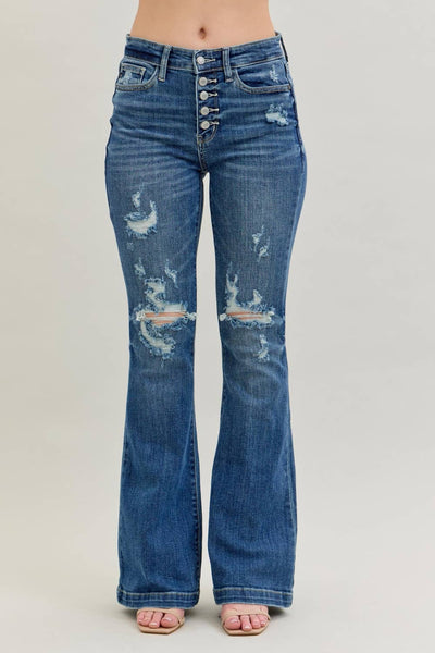 Judy Blue ButtonFly Distressed Flare