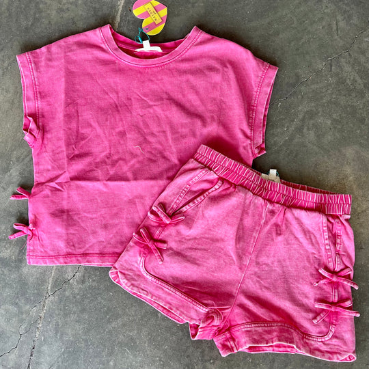 Washed Side Bow Shorts