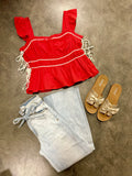 Light Wash Bow Front Jeans