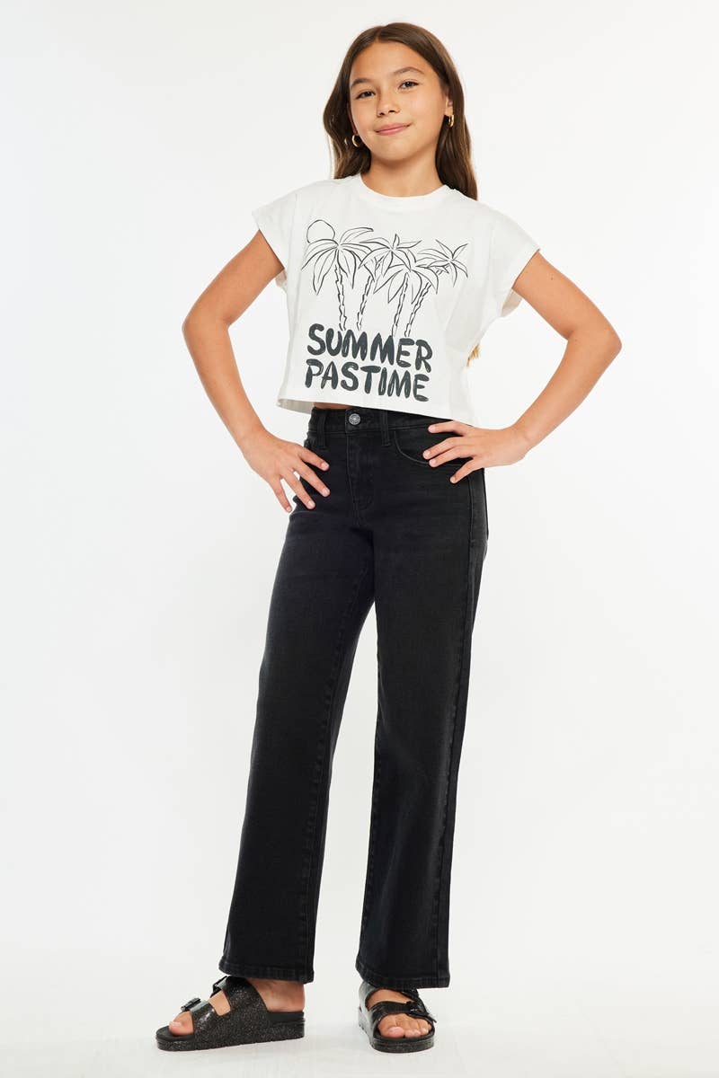 Kancan Black High Rise Wide Leg Jean