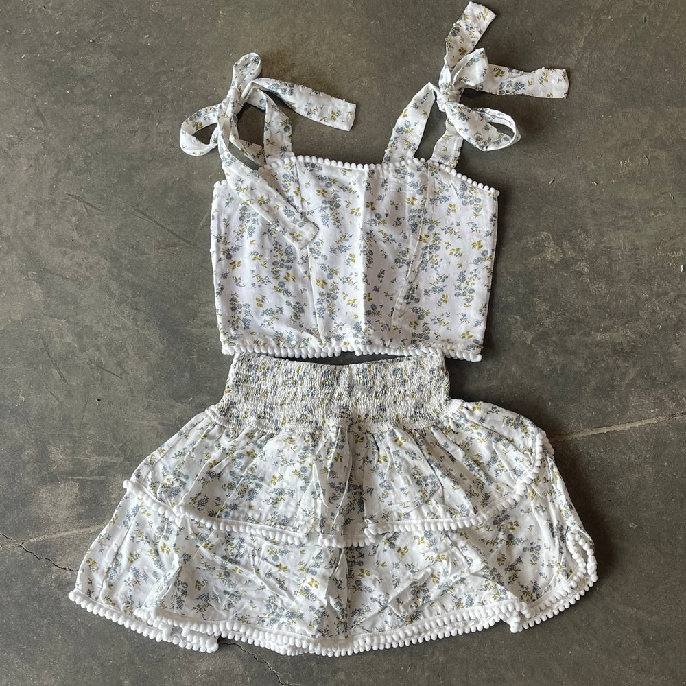 Floral Pom Pom Skirt