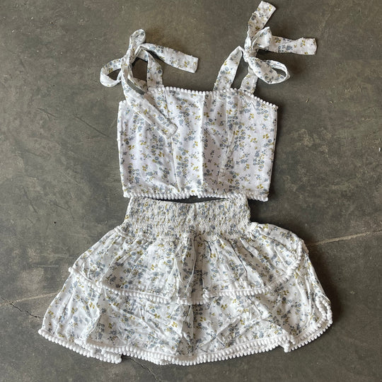Floral Pom Pom Skirt