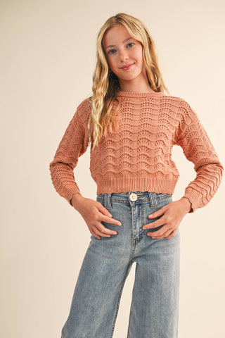 Wavy Pointelle Sweater