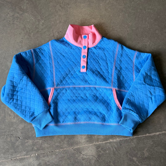 Quilted Contrast Pullover