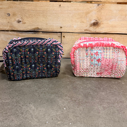 Simply Southern Quilted Cosmetic Ruffle Bag