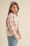 Drop Shoulder Striped Check Sweater