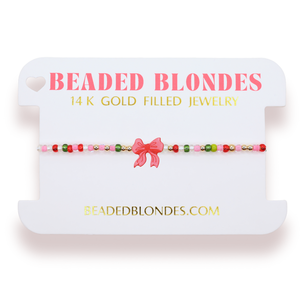 Red Bow Holiday Sprinkle Bracelet
