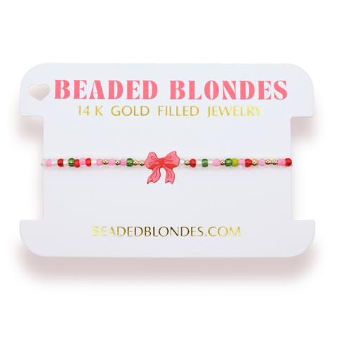 Red Bow Holiday Sprinkle Bracelet