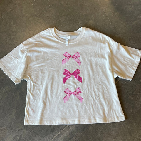 Pink Coquette Triple Bow Tee