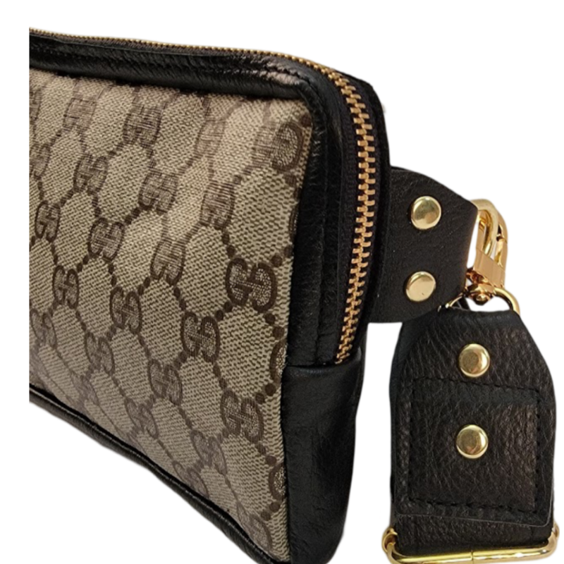 Bella Belt Bag In Black Leather | Upcycled GG Full Front (Limited Edition)