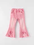 Pink Flare Bow Pearl Jeans