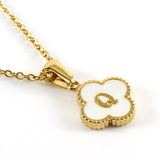 Clover Shell Initial Charm Necklace