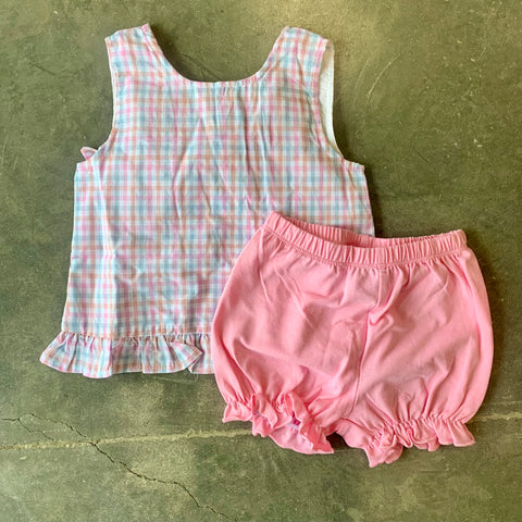 Spring Plaid Tie Bloomer Set