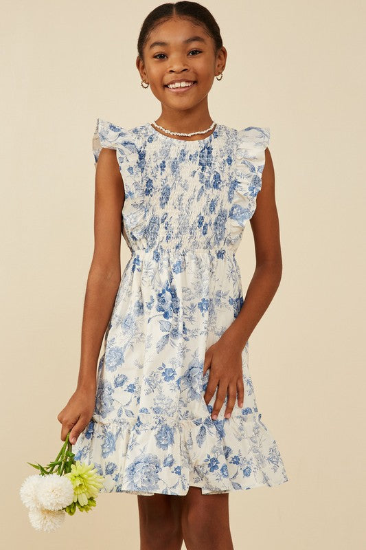 Antique Floral &amp; Ruffle Dress