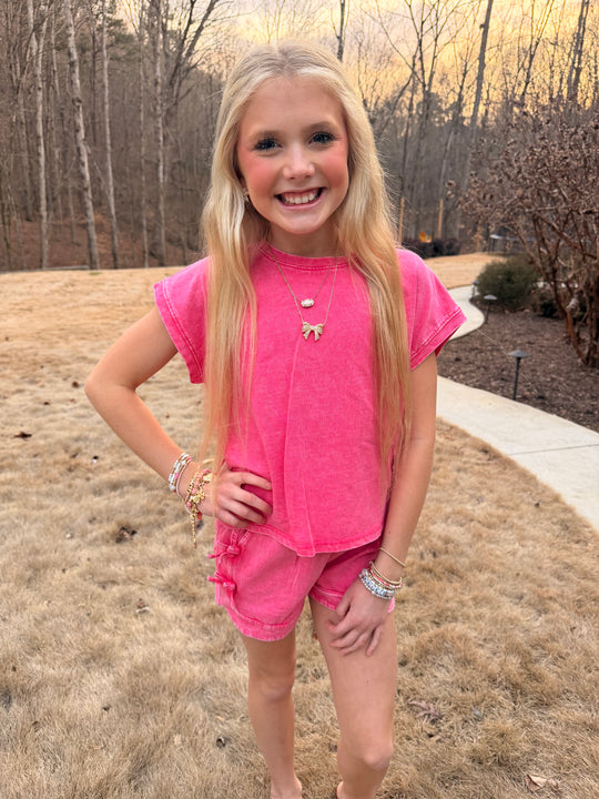 Washed Side Bow Shorts