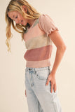 Stripe Puff Sleeve Sweater