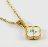 Clover Shell Initial Charm Necklace
