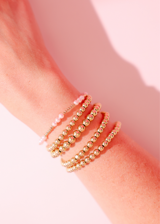 Pink ILY Pearl Bracelet in Gold