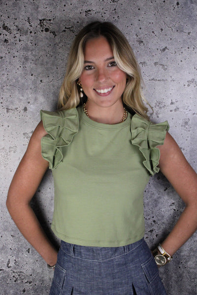 Green Pleated Tee