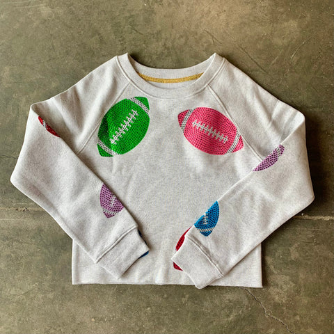 Rhinestone Football Sweatshirt
