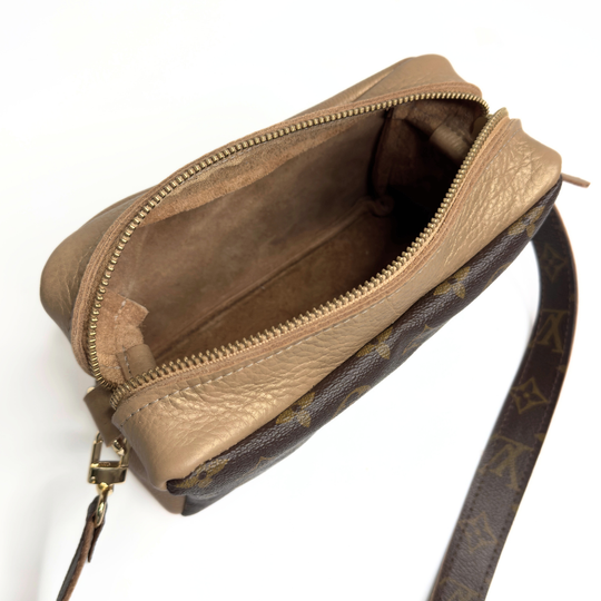 Val Shoulder Bag In Bronze Leather | Upcycled LV Full Front