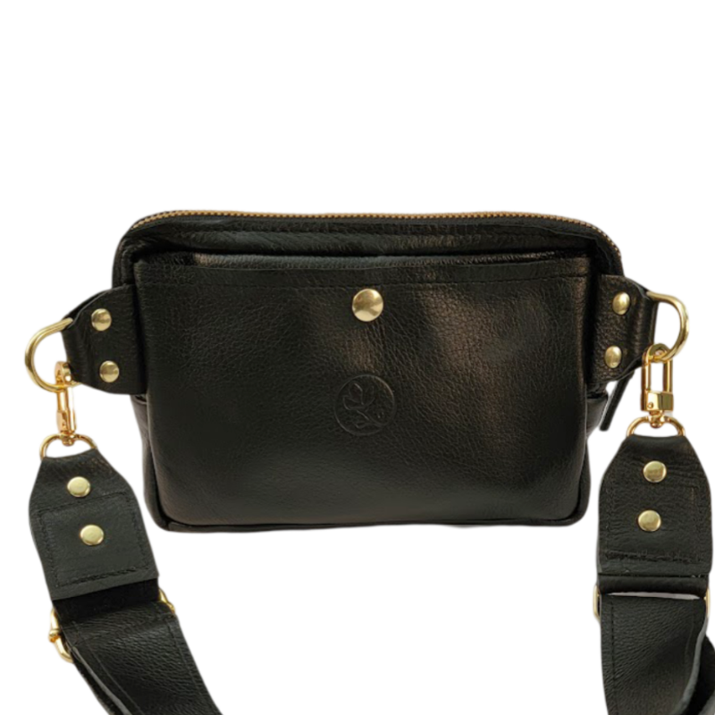 Bella Belt Bag In Black Leather | Upcycled GG Full Front (Limited Edition)