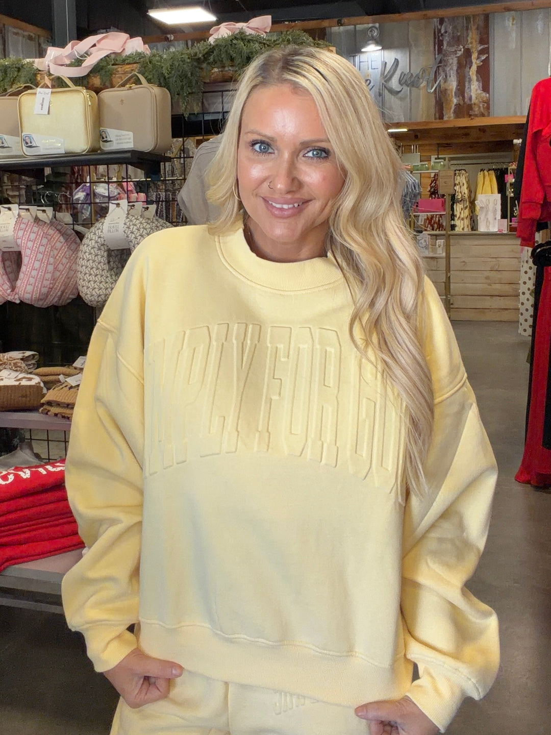 Simply Southern Butter Yellow Mock Neck