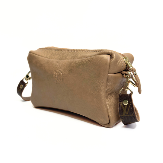 Val Shoulder Bag In Bronze Leather | Upcycled LV Full Front