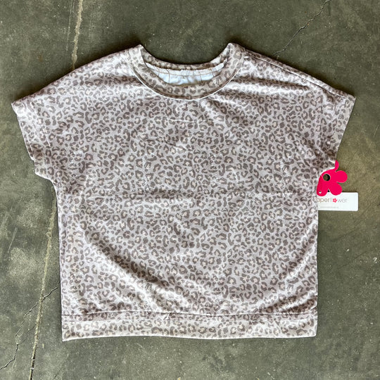Distressed Animal Print Top w Crossed Back Tween Girls