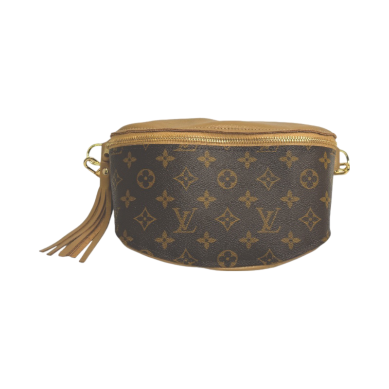 Britt Belt Bag in Black Leather | Upcycled LV Full Front