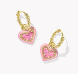 Ari Heart Enamel Frame Huggie Earrings