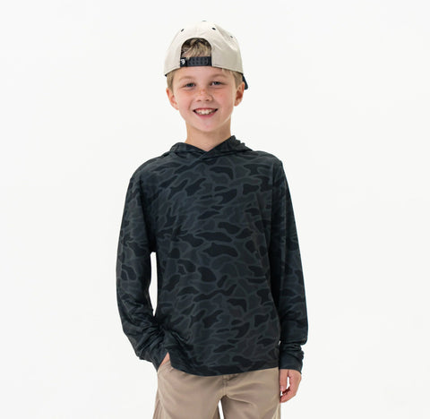 Burlebo Youth Black Camo Performance Hoodie