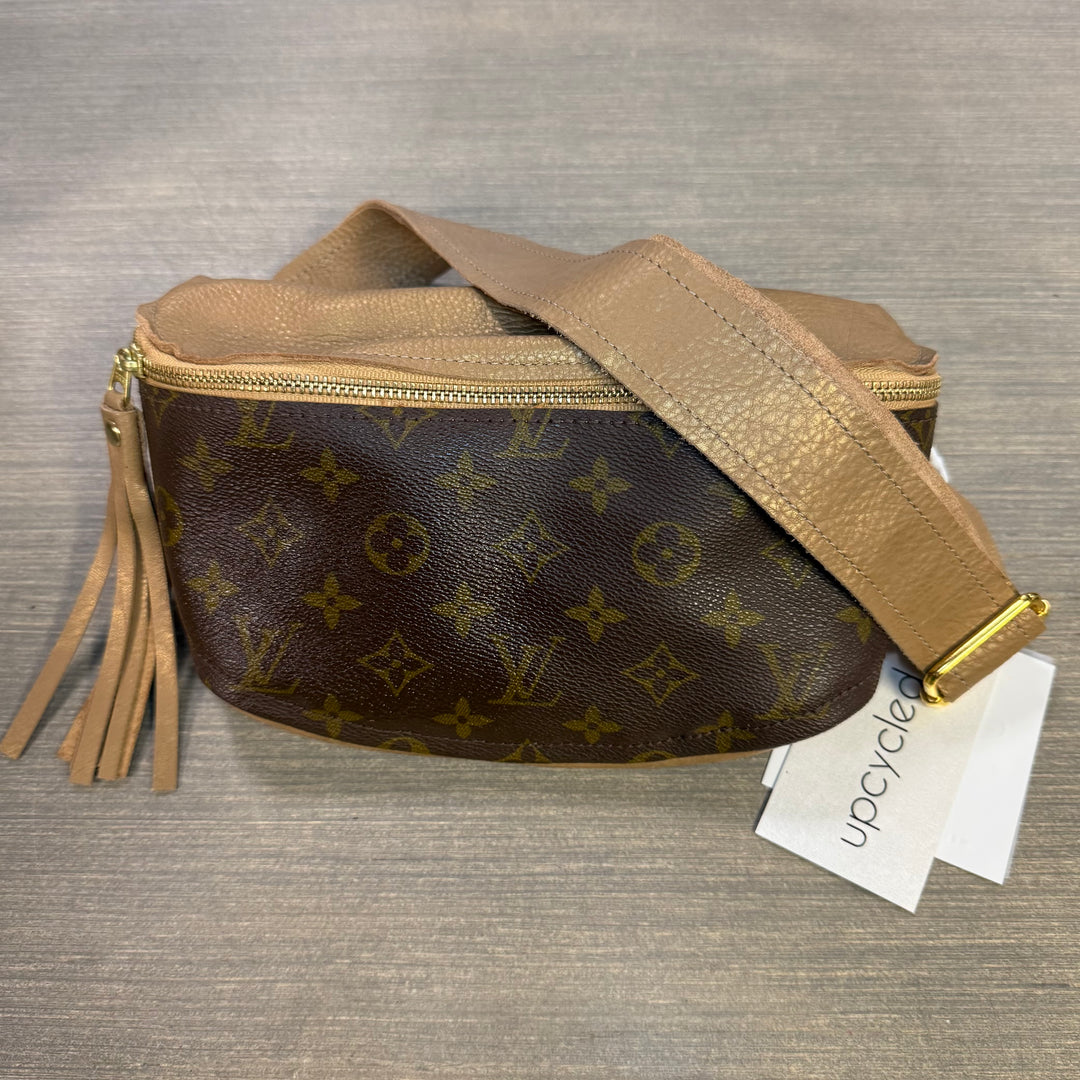 Britt Belt Bag in Black Leather | Upcycled LV Full Front
