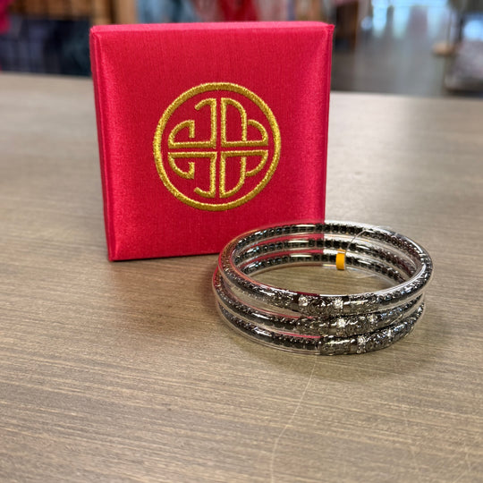 Three Queens All Weather Bangles - Black Spinal