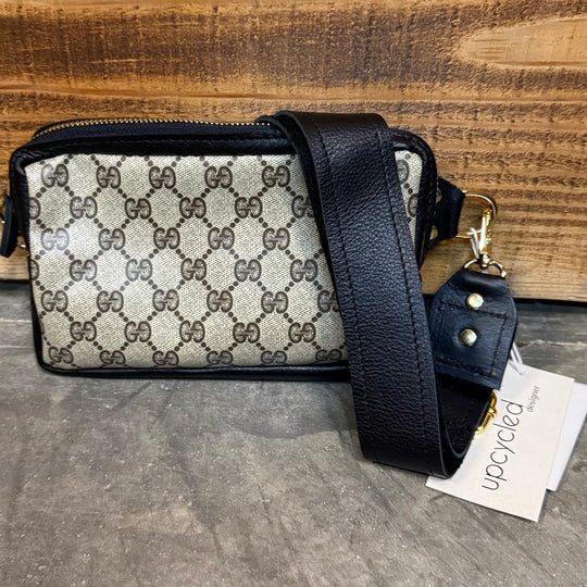 Bella Belt Bag In Black Leather | Upcycled GG Full Front (Limited Edition)