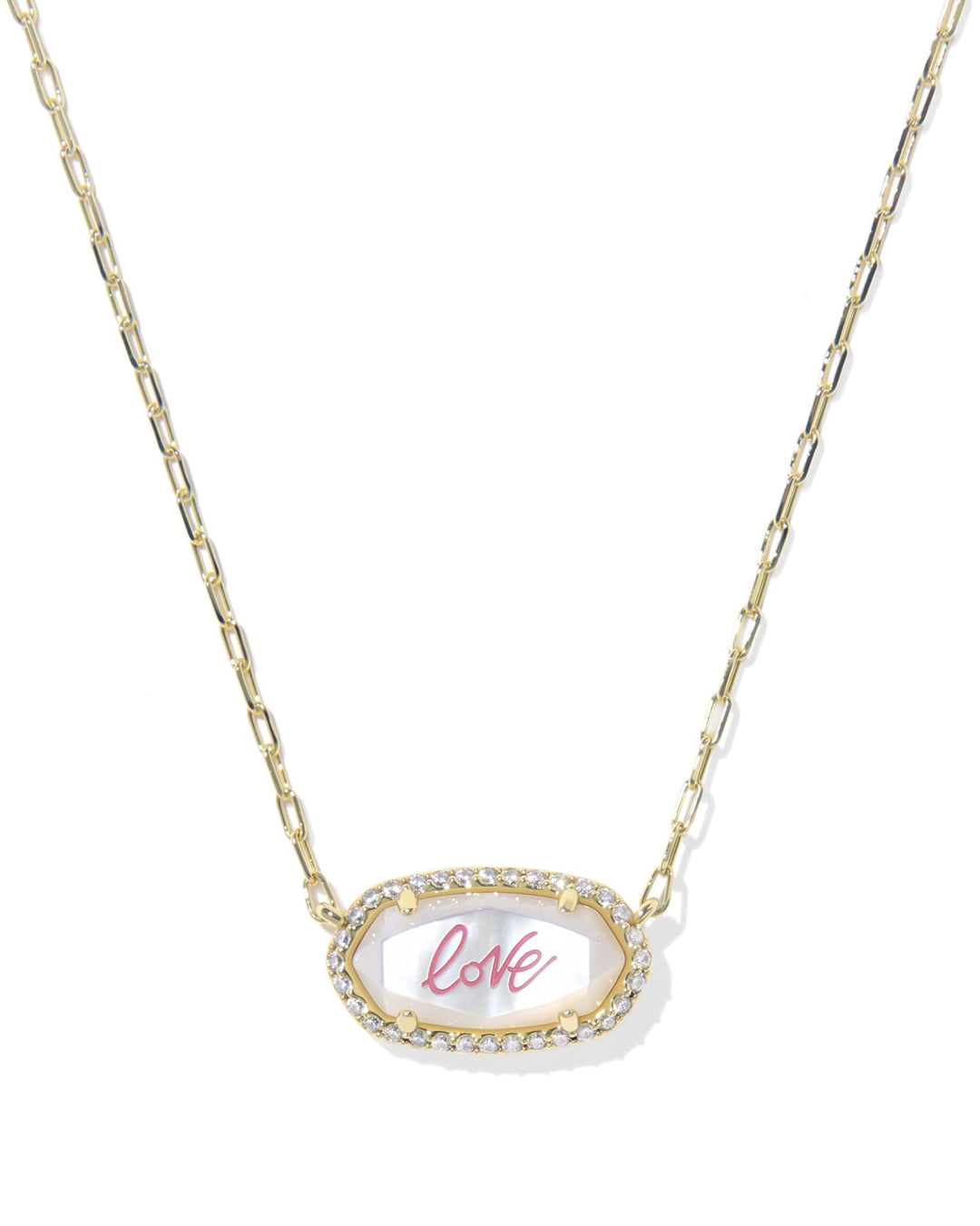 Elisa Pave Frame Necklace Love