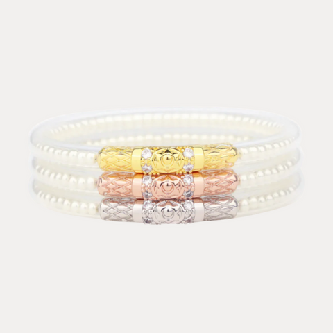 Three Queens All Weather Bangles - White Pearl