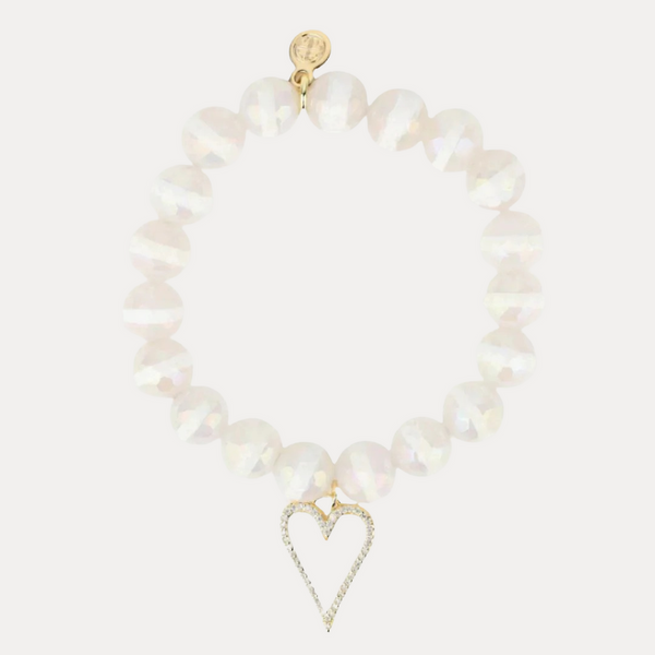 White Capiz Heart Bracelet