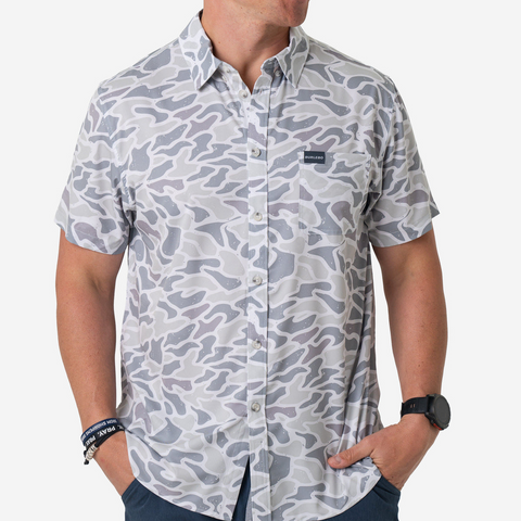 Burlebo Performance Button Up White Camo