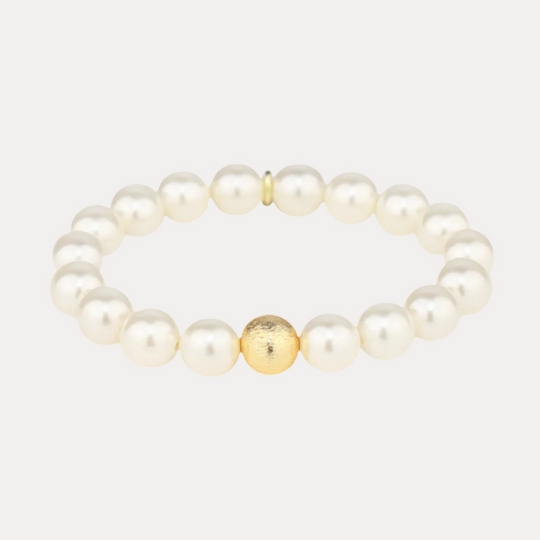 White Pearl Mala Beaded Bracelet